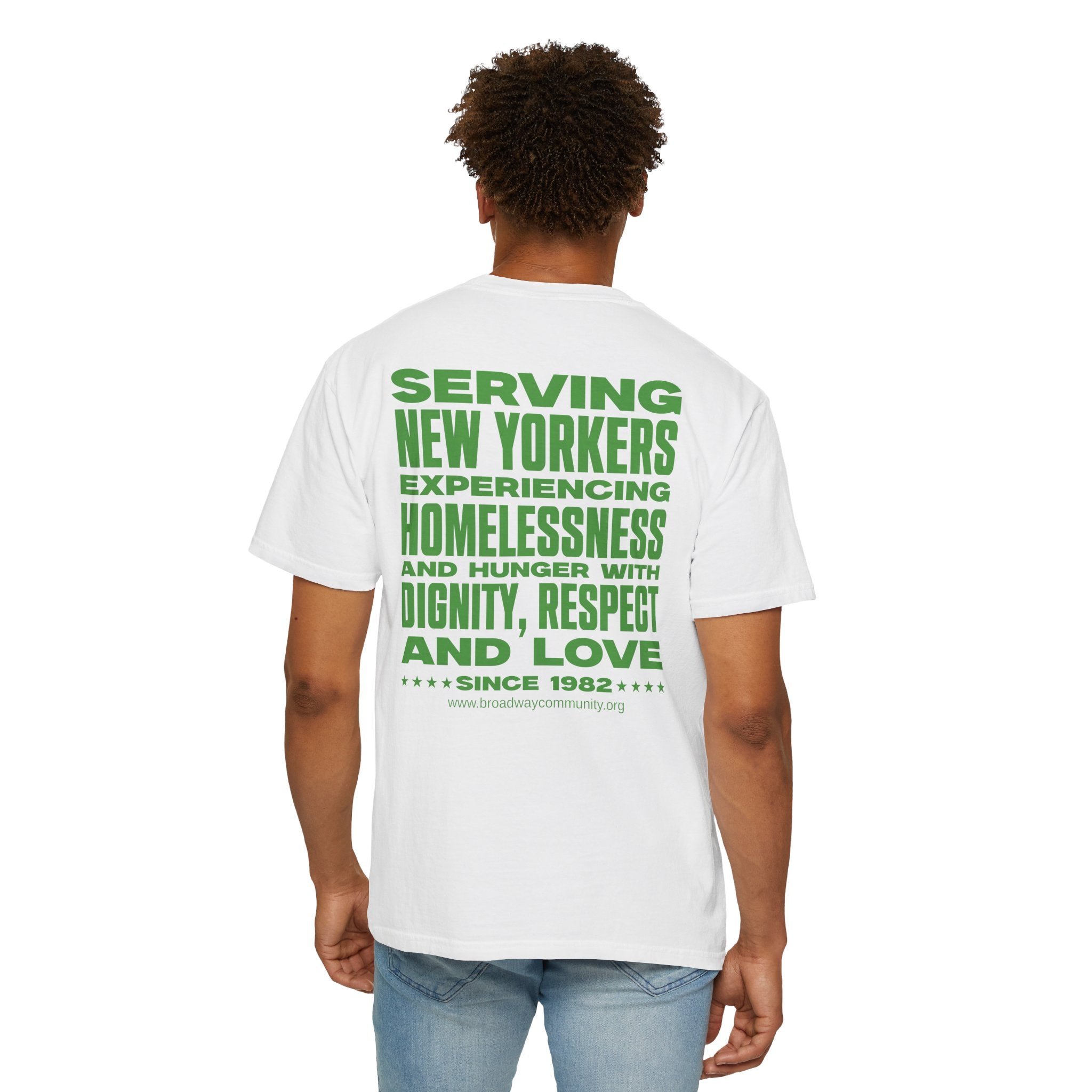 Serving New Yorkers White T-Shirt – Broadway Community Collection